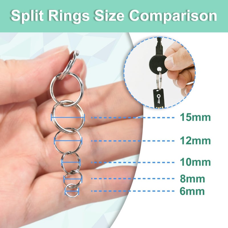 ManTangSun 1/2" 300 PCS Silver Small Key Rings, Double Loops Split Rings Jewelry Making Metal Mini Key Ring for Keychian, Pet Collar Tag, Luggage Tag DIY Craft Hardware - Image 3